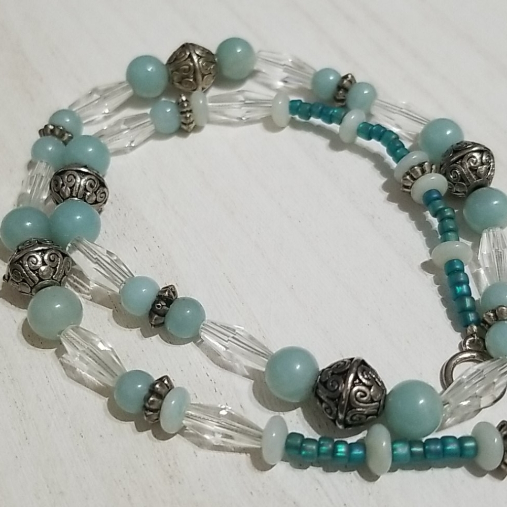 Blue and Silver Bead Necklace
